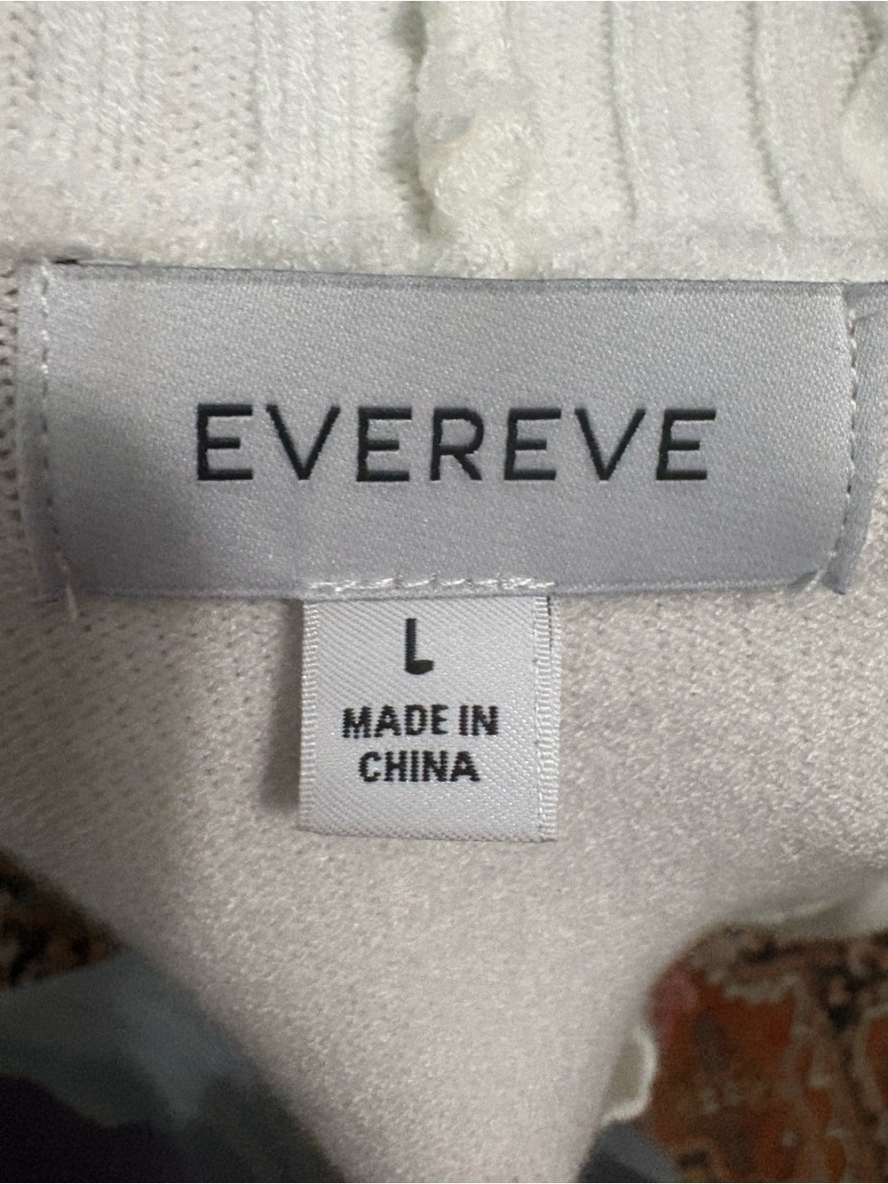 Evereve Cream Crewneck Rib Knit Sweater with Leather down the sleeves. - Picture 7 of 7